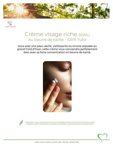 Rich face cream with shea butter 50 ML - 100% Yuka