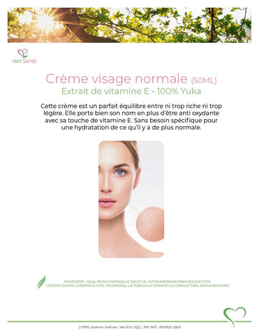 Normal face cream 50 ML with vitamin E extract - 100% Yuka