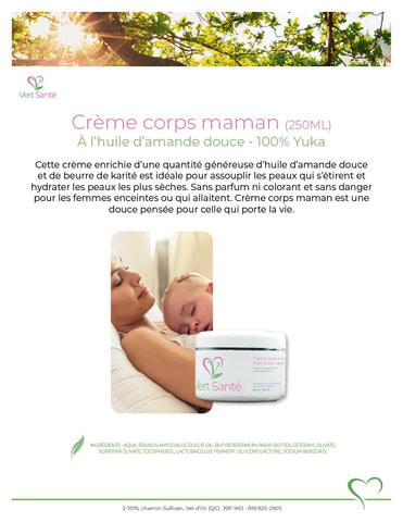 Mom's body cream 250 ML with sweet almond oil - 100% Yuka