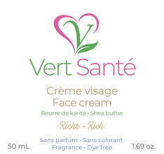 Crème visage riche au beurre de karité 50 ML - 100% Yuka